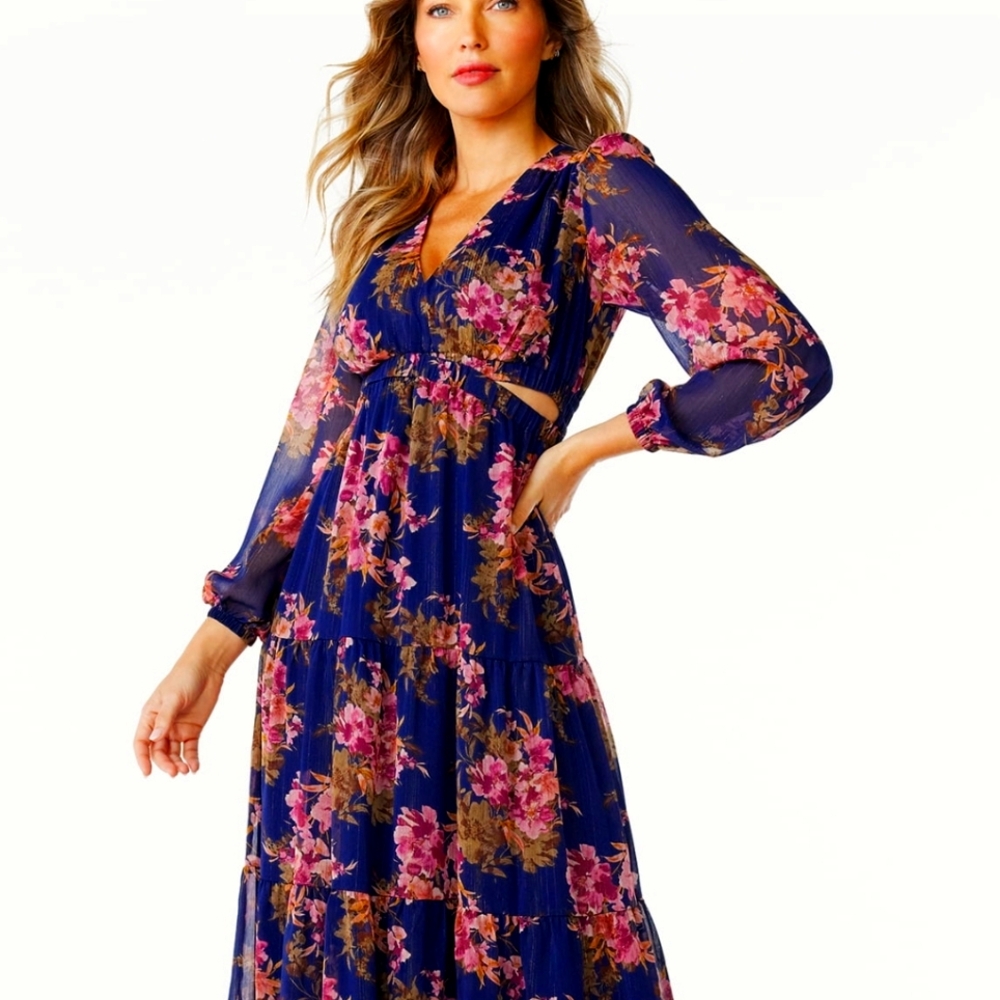 Sofia Jeans Women's Cutout Long Dress with Long Sleeves